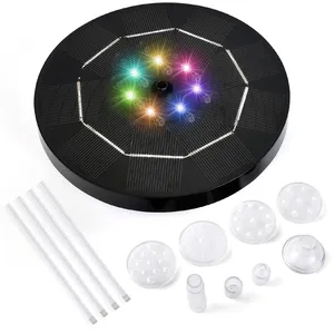Pompe solaire pour fontaine avec 7 lumières LED colorées, pompe flottante pour jardin, fontaine solaire pour bain d'oiseaux, étanche IP67 - Product Image 3
