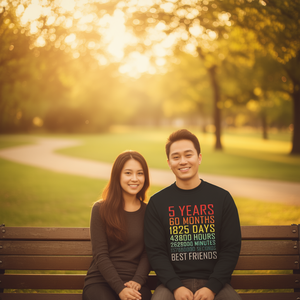 Maglietta a maniche lunghe per il 5° anniversario della migliore amicizia, design vintage - Product Image 3