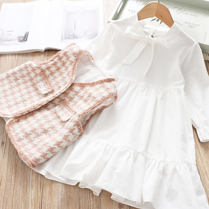 Otoño dulce chicas ropa vestido de chaleco de traje de manga larga vestido de dos piezas traje para niñas - Product Image 4
