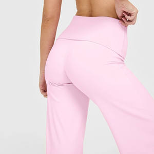 Pantalon de yoga pour femme à taille haute, coupe droite, en Spandex/Nylon, extensible dans les quatre sens, écologique, personnalisable, pour le sport, vente en gros - Product Image 5