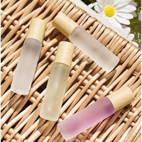 Flacon roll-on mat en verre vide 5ml 10ml avec bille roulante pour huiles essentielles et parfums, motif grain de bois
