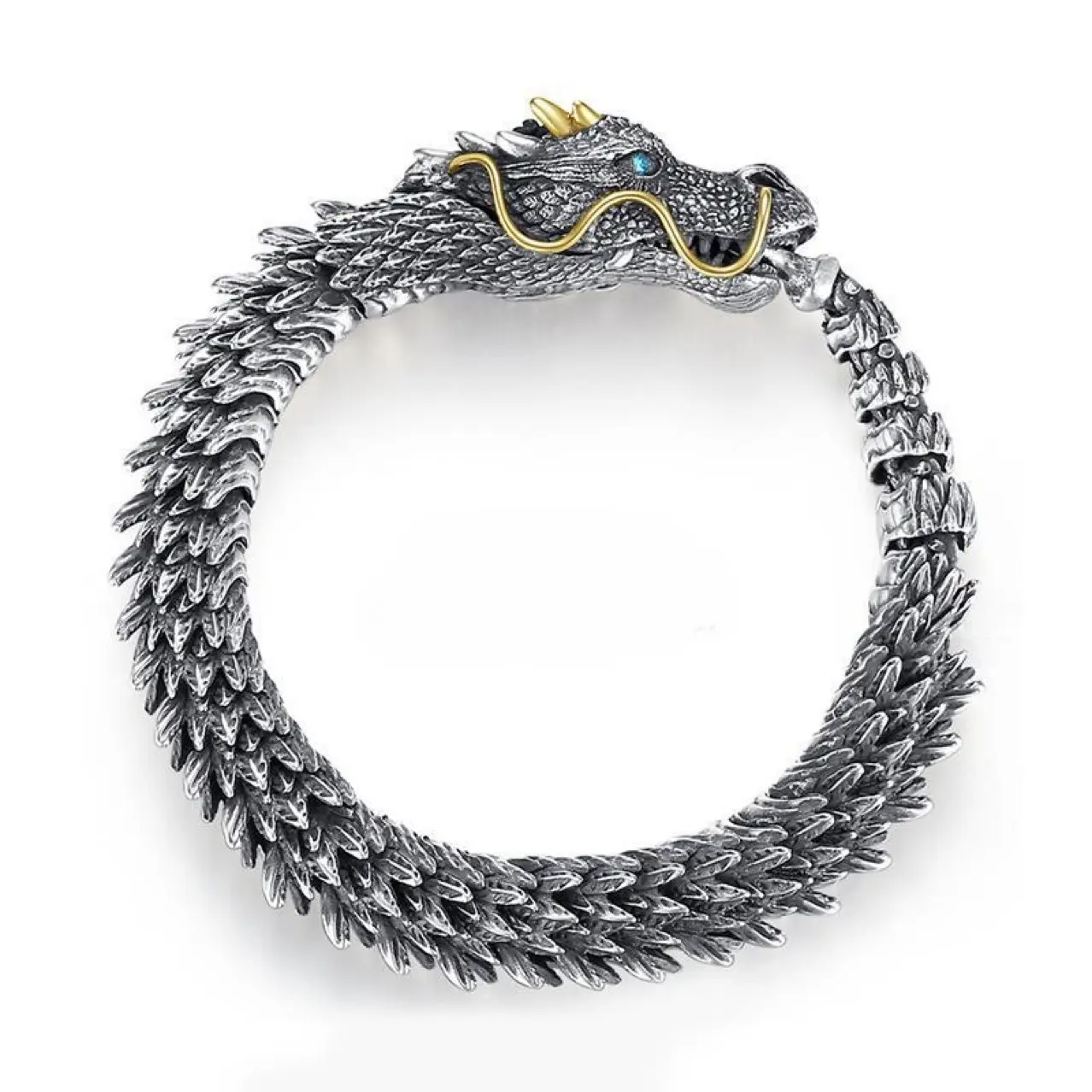 2024, милая Голова Дракона, Ретро тайский серебряный красивый индивидуальный браслет с высокой номинальной ценностью, цепочка, трехмерный браслет с драконом