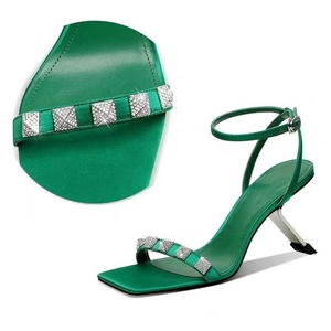 Women's Diamonds Rivets Straps Sandals Single Band High Heels Stiletto Ankle Buckles <b>Shoes</b> Wedge Metal Heeled Pumps - Product Image 5