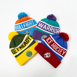 Wholesale Unisex Jacquard <strong>Pom</strong> <strong>Beanie</strong> OEM Embroidered Logo Cuff Knit Hat <strong>Beanie</strong> With <strong>Pom</strong> <strong>Pom</strong> - Product Image 2
