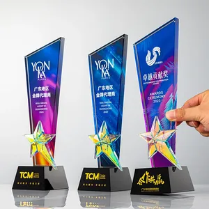 Nuevo Trofeo <span class=keywords><strong>Estrella</strong></span> Colorido Personalizado para Negocios y Premios, Trofeo de Cristal Moderno de Alta Gama con Grabado Láser Impreso a Color - Product Image 4