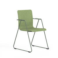 Chaise d'appoint moderne empilable avec base en traîneau et assise en tissu pour bibliothèque et salle d'étude, polyvalente, gain de place, mousse haute densité
