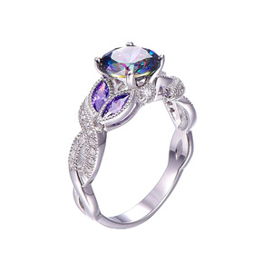 Anello con Gemma Ovale a Goccia Colorata per Donne, Elegante Gioiello da Dito alla Moda - Product Image 4