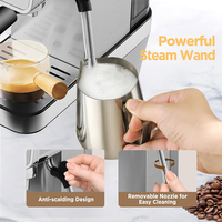 Máquina de Espresso Semiautomática de Acero Inoxidable de 20 Bares con Espumador de Leche para Latte y Cappuccino, Uso Doméstico y Hotelero