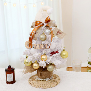 Mini <span class=keywords><strong>sapin</strong></span> <span class=keywords><strong>de</strong></span> Noël floqué <span class=keywords><strong>blanc</strong></span> <span class=keywords><strong>de</strong></span> haute qualité avec chapeau <span class=keywords><strong>de</strong></span> Père Noël, nœud en toile <span class=keywords><strong>de</strong></span> jute, panneau « Noël », boules dorées, décoration <span class=keywords><strong>de</strong></span> table, petit <span class=keywords><strong>sapin</strong></span> <span class=keywords><strong>de</strong></span> Noël - Product Image 6