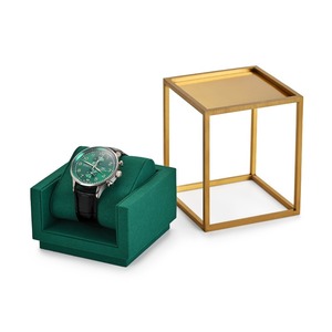 Support de montre de luxe personnalisé, présentoir de montre haut de gamme, accessoires de présentation en microfibre, vert - Product Image 4