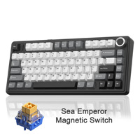Clavier de jeu sans fil AULA F75 HE Tri-mode avec taux de polling filaire de 8000 Hz, RGB réglable, interrupteurs magnétiques à effet Hall