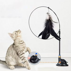 0.8m di lunghezza retrattile divertente asta di <span class=keywords><strong>gatto</strong></span> stile semplice <span class=keywords><strong>gatto</strong></span> piuma giocattolo per la pesca potente ventosa bastone campanella di piume giocattoli per gatti - Product Image 1