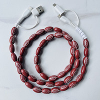 Câble de charge USB Type C 4-en-1 pour téléphone, avec perles, pour football américain, transfert de données, cadeau sportif