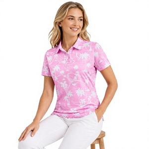 Camisa Polo con Estampado Floral Rosa para Mujer, Manga Corta, Cuello con Botones, Ligera, Verano, Golf, Informal, Proveedor Mayorista Personalizado - Product Image 5