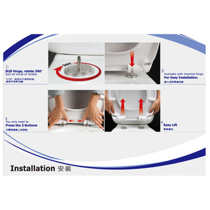 Artículos sanitarios de baño familiares modernos, inodoro de plástico PP ajustable en altura, WC, cubierta de asiento de inodoro alargada frontal abierta blanca delgada - Product Image 5