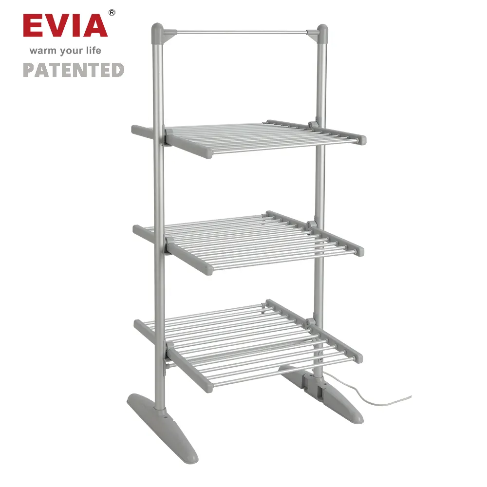 EVIA Nhà Máy OEM 3 Tier Máy Sấy Điện Sưởi Ấm Vải Móc Áo Quần Áo Sấy Giá