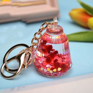 Hot Sell Cute Cartoon Acrylic Liquid Keychain <b>Floating</b> Quicksand Key Chain Bag Pendant - Product Image 6