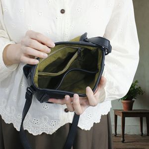 Nasman Women's Genuine Leather Saddle <b>Bag</b> Oval Vintage Crossbody Shoulder <b>Bag</b> Coffee Brown And Black All Seasons Casual Style - Product Image 4