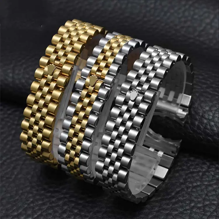 Multiple Colors 5 Beads 316L Stainless Steel Watch Strap Metal Watch Replacements for Luxury Watch Solid Metal Bracelets