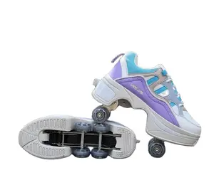 Deformation Roller Shoes Women Roller Skates Shoes 4 Wheels Retractable Roller SneakersためGirls Birthday Gifts