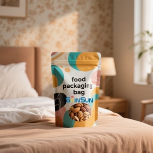 Bolsas de Mylar personalizadas con cierre hermético, cuadradas, de plástico resistente al desgaste, con diseño de comida, negras, para snacks infantiles - Product Image 2