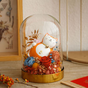 Fleurs romantiques sous dôme de verre, avec <span class=keywords><strong>Maneki</strong></span> <span class=keywords><strong>Neko</strong></span> et chat porte-bonheur, toutes les amour romantiques, en cadeau - Product Image 6