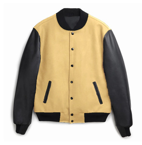 Chaqueta Varsity Premium <span class=keywords><strong>para</strong></span> <span class=keywords><strong>Hombre</strong></span>, Nueva Colección Otoño Invierno, Cuerpo de Lana con Mangas de Cuero PU, Corte Holgado, Forro Acolchado - Product Image 6