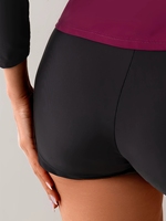 Tankini deux pièces à manches longues avec logo personnalisé, uni, solide, protection solaire, vêtements de plage, maillot de bain pour femmes, taille haute, combinaison de plongée protectrice contre le soleil