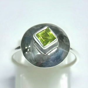 925 Sterling Silver Peridot Gemstone <b>Ring</b> Baguette Cut Silver Plated Classic Style Fashionable Wedding Party Women Unisex - Product Image 1
