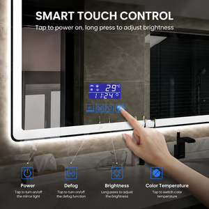 Waterproof Defogger <strong>Smart</strong> LED Bathroom <strong>Mirror</strong> with Bluetooth Speaker, Radio &amp; Touch Control - Rectangle - Product Image 3