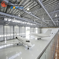 Hangar préfabriqué en acier léger pour hélicoptères, résistant aux tremblements de terre, isolé, résistant à la corrosion, structure en acier à grande ouverture