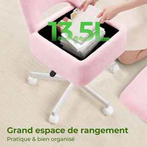 Rolanstar Modern Adjustable Height <strong>Office</strong> Chair Dressing Table Storage Living Room <strong>Stool</strong> Vanity Velour Home <strong>Office</strong> 5-Star Base - Product Image 4