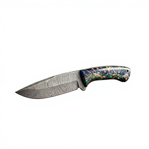 Cuchillo de caza profesional de Damasco con hoja de espiga completa y empuñaduras de madera personalizadas para equipo de exterior, cuchillos a precio mayorista - Product Image 2