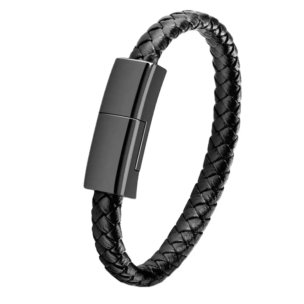 Bracelet USB Charging Cable Outdoor Portable Leather Mini Micro USB C Charger Data Cable For iPhone Samsung HUAWEI Xiaomi
