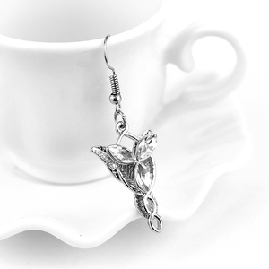 Arwen Evenstar gli anelli di cristallo ovale strass in argento placcato principessa orecchini pendenti da donna ventagli orecchini - Product Image 5