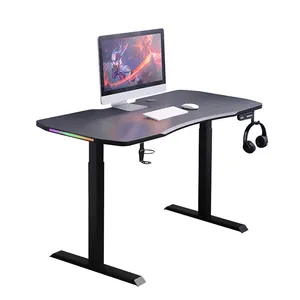 Meja berdiri ergonomis 2023, meja komputer bingkai berdiri dengan tinggi yang dapat diatur dan pemegang cangkir dan kait