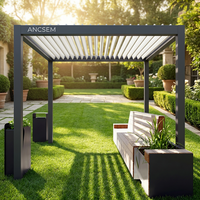 Pergola bioclimatique en aluminium ANCSEM, toit à lamelles réglables, imperméable, structure d'ombrage pour jardin et terrasse extérieure, fabrication sur mesure
