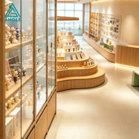 Comptoir de décoration moderne en bois avec éclairage LED, design sur mesure de luxe, solution tout-en-un pour magasin de blind boxes