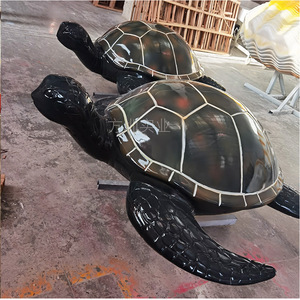 Sculpture de tortue en fibre de verre pour décoration extérieure de jardin, statue animale artificielle résistante aux intempéries, ornement autoportant - Product Image 3