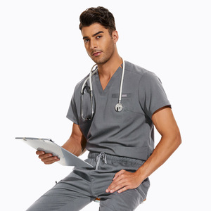2024 nuevos uniformes médicos de enfermería Unisex logotipo personalizado uniformes médicos de moda Spandex Jogger traje de Hospital conjuntos de 2 piezas - Product Image 3