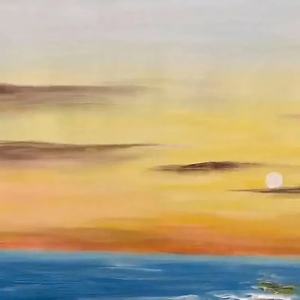 Peinture sur toile abstraite moderne coucher de soleil sur l'océan, texture neutre, pour salon, chambre, décoration intérieure, style calme - Product Image 6