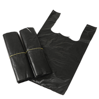 Sac en plastique noir imprimé en héliogravure, recyclable, avec poignée gilet, pour supermarchés et expositions