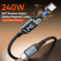 Câble de charge magnétique rapide 240W à 540 degrés USB C vers Type C avec affichage numérique Emarker pour iPhone et ordinateur portable