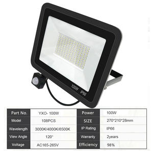 YxoLEDフラッドライトPIRモーションセンサー10W20W 30W 50W100Wコールドウォームホワイトリフレクター防水IP66屋外誘導照明 - Product Image 5