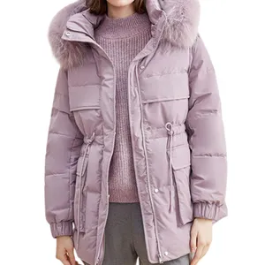 Factory Price Women Slim Lightweight Short Puffer Down Jacket Hooded Windproof Snow Outerwear 90% White Duck Down Jacket