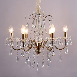 Fren Crystal Chandelier Gold 6 <b>Lights</b> LED Modern Minimalist Style For Living Room <b>Dining</b> Room Bedroom Kitchen Bathroom Study - Product Image 1