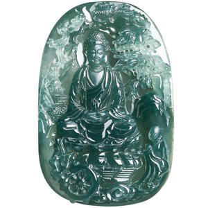 หยกธรรมชาติสีน้ำเงินหยกพระอมิตาภพ จี้หยกสำหรับผู้ชายและผู้หญิง พร้อมใบรับรองการประเมินคุณภาพ ดีไซน์ดั้งเดิม E070 - Product Image 5