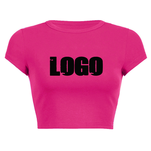 شعار مخصص الصيف ملابس الإناث جولة الرقبة أعلى محصول القطن عادي المرأة الرسم تيشيرتات - Product Image 1