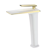 Robinet de lavabo haut de gamme en laiton, mitigeur monocommande pour lavabo de salle de bain, à poser sur le comptoir, finition or blanc, pour projets hôteliers