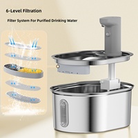 Fontaine à eau pour chat en acier inoxydable, distributeur d'eau intelligent sans fil à circulation automatique, distributeur d'eau sans prise pour animaux de compagnie, distributeur d'eau sans prise pour chiens